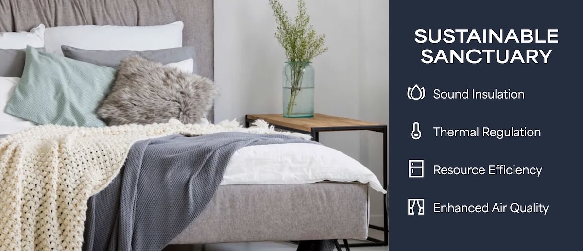 a bed with a plant on a nightstand
